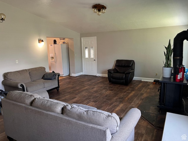 3291 S 4000 W, West Valley City, UT 84120 - living area featuring lofted ceiling, dark wood-style flooring, and baseboards