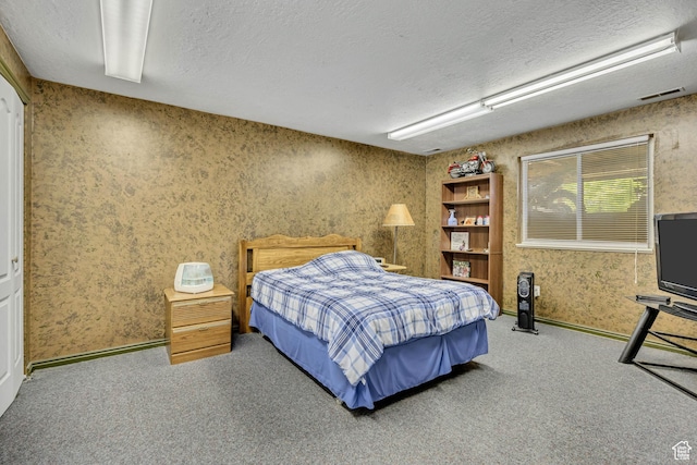 1254 W 2700 S, Syracuse, UT 84075 - carpeted bedroom featuring a textured ceiling, wallpapered walls, and baseboards