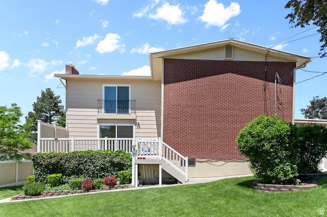 2091 N 180 E, Provo, UT 84604 - back of house with a chimney, a balcony, and stairs