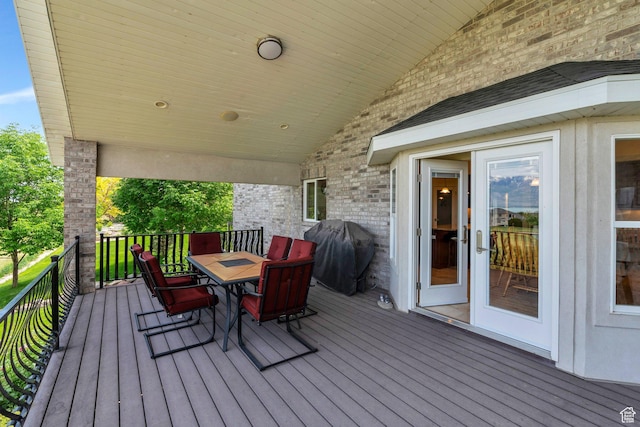 1736 S Range Rd, Saratoga Springs, UT 84045 - wooden terrace with outdoor dining area and grilling area