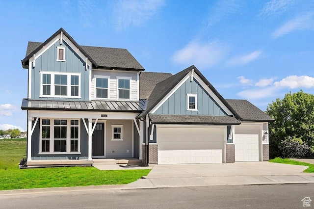1445 E Beechwood Dr, Layton, UT 84040 - view of front of property featuring covered porch, board and batten siding, brick siding, and an attached garage