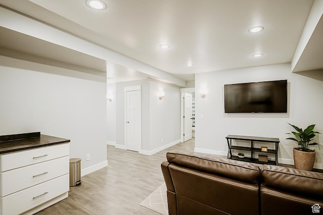 13211 S Weatherford Ln W, Herriman, UT 84096 - living room featuring light wood finished floors, recessed lighting, and baseboards