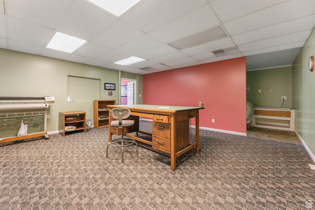 810 Canyon Rd, Ogden, UT 84404 - carpeted home office featuring baseboards and a paneled ceiling