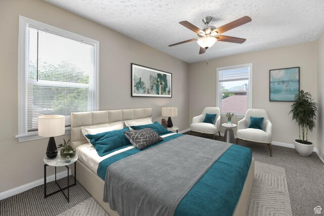 810 Canyon Rd, Ogden, UT 84404 - carpeted bedroom featuring baseboards, a textured ceiling, and ceiling fan