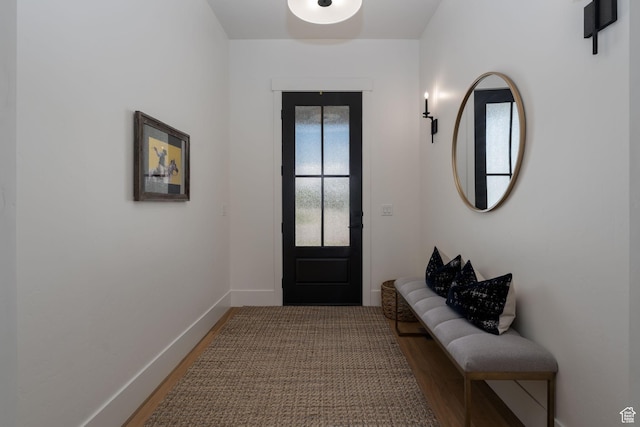 517 N Farm Hill Ln, Midway, UT 84049 - doorway to outside with baseboards and wood finished floors