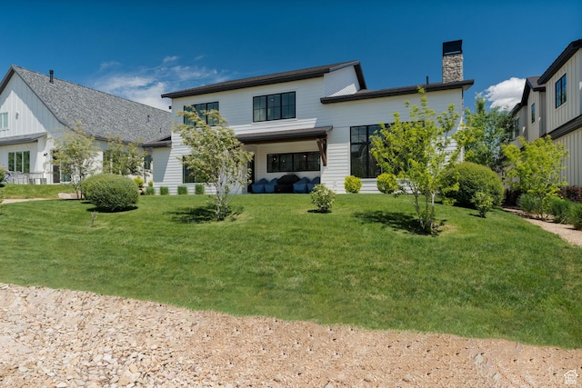517 N Farm Hill Ln, Midway, UT 84049 - view of front of home featuring a chimney and a front lawn