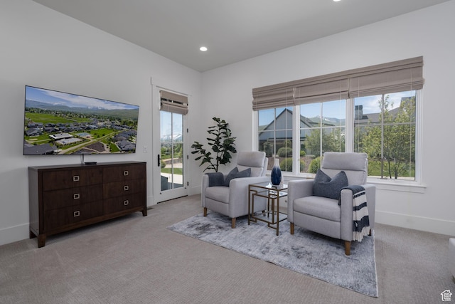 517 N Farm Hill Ln, Midway, UT 84049 - living area with light colored carpet, plenty of natural light, and recessed lighting