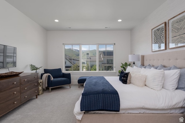 517 N Farm Hill Ln, Midway, UT 84049 - bedroom featuring light carpet and recessed lighting