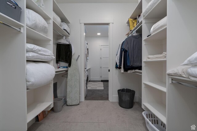 517 N Farm Hill Ln, Midway, UT 84049 - walk in closet with stacked washing machine and dryer and carpet