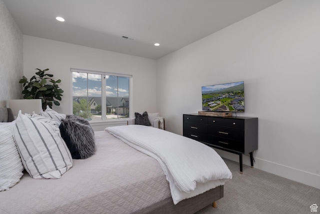 517 N Farm Hill Ln, Midway, UT 84049 - bedroom featuring light colored carpet and recessed lighting