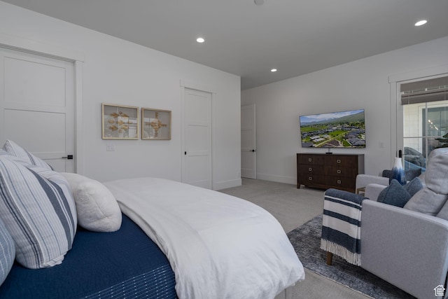 517 N Farm Hill Ln, Midway, UT 84049 - bedroom featuring light carpet, recessed lighting, and baseboards