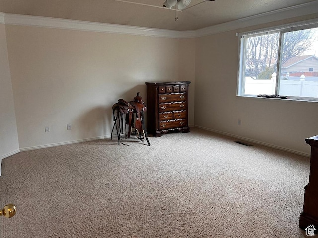 756 W 4375 S, Riverdale, UT 84405 - carpeted spare room featuring crown molding, ceiling fan, and baseboards