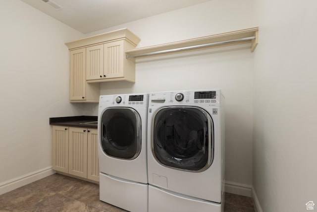 2188 E Tuscany Creek Way S, Draper, UT 84020 - laundry room with washer and clothes dryer, cabinet space, and baseboards