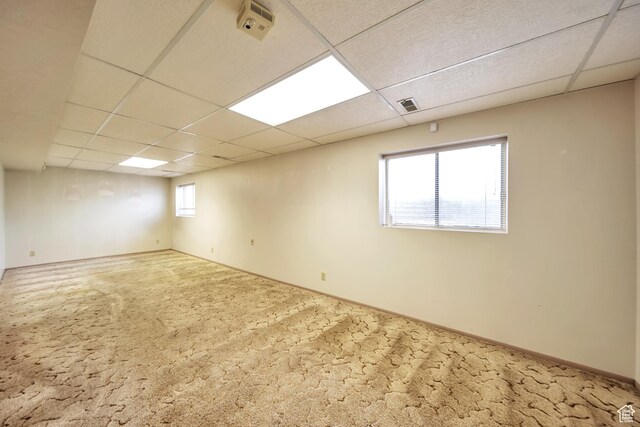 5373 S Clover Meadow Dr W, Murray, UT 84123 - below grade area featuring a paneled ceiling and carpet floors