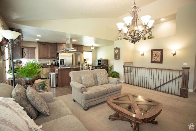 3234 N 550 W, Pleasant View, UT 84414 - living room featuring a chandelier and high vaulted ceiling