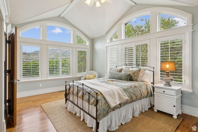 870 E Quail Hollow Cir, Alpine, UT 84004 - bedroom with vaulted ceiling, baseboards, and light wood-style floors