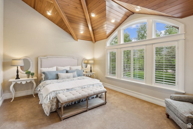 870 E Quail Hollow Cir, Alpine, UT 84004 - carpeted bedroom featuring lofted ceiling, wood ceiling, and baseboards