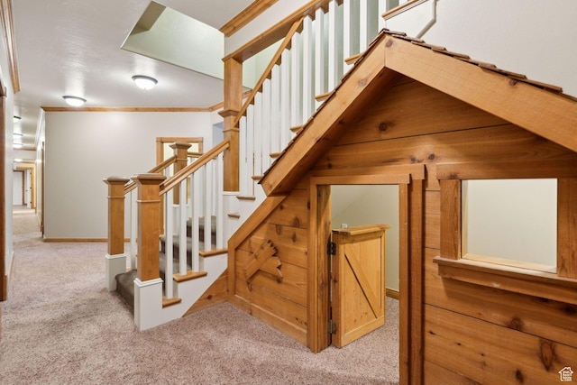 870 E Quail Hollow Cir, Alpine, UT 84004 - staircase with carpet and crown molding