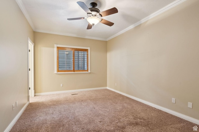 870 E Quail Hollow Cir, Alpine, UT 84004 - empty room with carpet flooring, ornamental molding, a ceiling fan, and baseboards