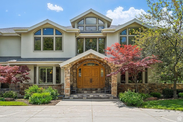 870 E Quail Hollow Cir, Alpine, UT 84004 - view of exterior entry featuring stucco siding and stone siding