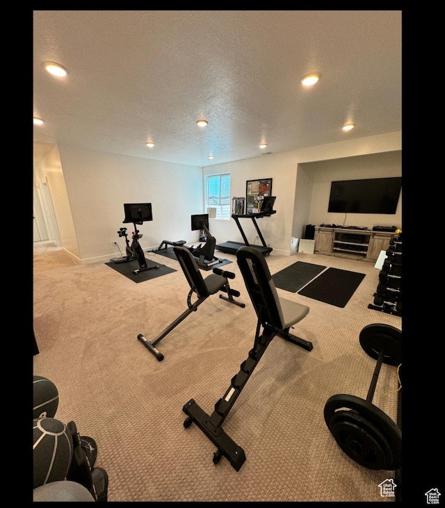 653 S 340 E, Smithfield, UT 84335 - exercise area with carpet flooring, baseboards, recessed lighting, and a textured ceiling