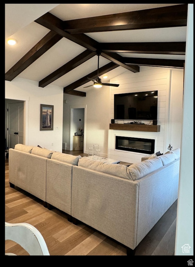 653 S 340 E, Smithfield, UT 84335 - living area featuring wood finished floors and a glass covered fireplace