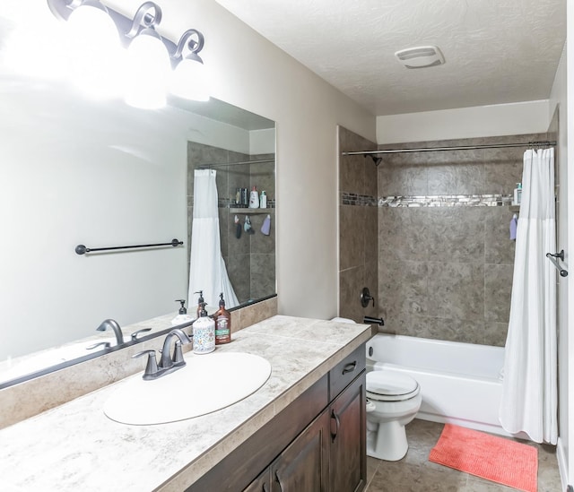 533 N Creek Ridge Cir, Washington, UT 84780 - bathroom featuring vanity, shower / bath combination with curtain, toilet, and tile patterned floors