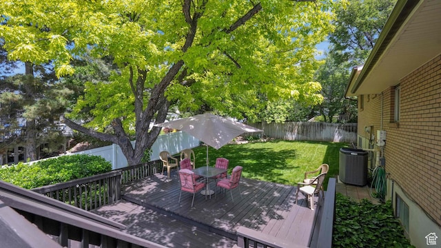 1253 Nathaniel Dr E, Pleasant Grove, UT 84062 - deck with cooling unit, outdoor dining space, and view of wooded area