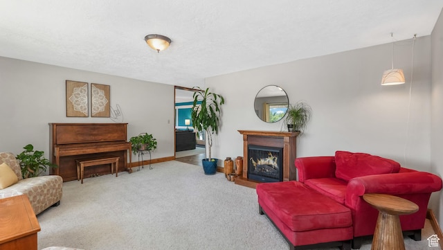 1253 Nathaniel Dr E, Pleasant Grove, UT 84062 - carpeted living room with a warm lit fireplace and baseboards
