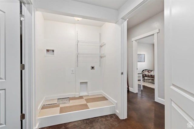 1097 E Highline Rd, Lake Point, UT 84074 - laundry area featuring electric dryer hookup, hookup for a washing machine, and baseboards