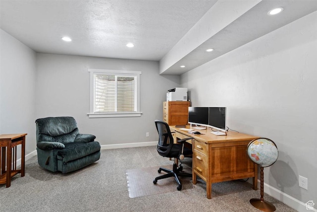 1097 E Highline Rd, Lake Point, UT 84074 - office with carpet, recessed lighting, baseboards, and a textured ceiling