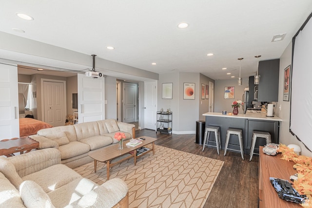 2869 W Chestnut St, Lehi, UT 84043 - living area with dark wood-type flooring, recessed lighting, and baseboards