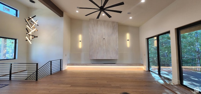 101 Crestview Cir, Park City, UT 84098 - corridor featuring wood finished floors, an upstairs landing, recessed lighting, and high vaulted ceiling