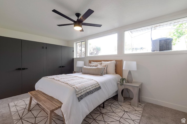 1416 N Eyrie Dr E, Ogden, UT 84404 - bedroom featuring light carpet, baseboards, and ceiling fan