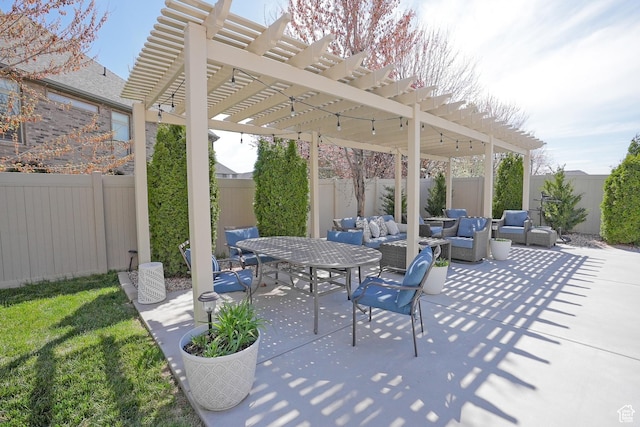 1901 S 1375 W, Syracuse, UT 84075 - fenced backyard featuring outdoor lounge area, a pergola, a patio, and outdoor dining space