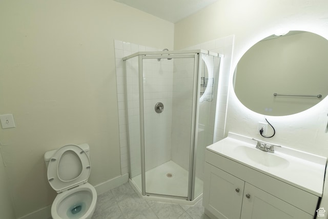 2979 W 4275 S, Roy, UT 84067 - bathroom featuring a stall shower, vanity, toilet, and baseboards