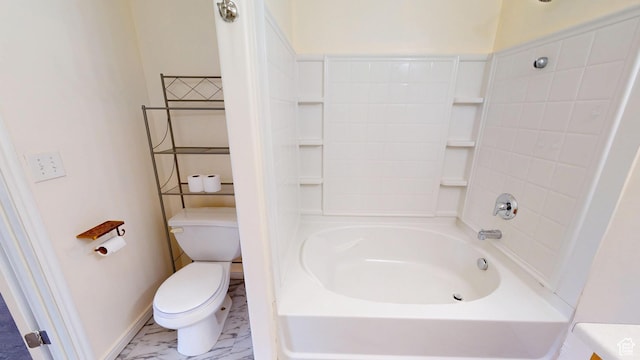 4937 W Calton Ln S, South Jordan, UT 84009 - full bathroom featuring toilet, marble look tiles, and baseboards