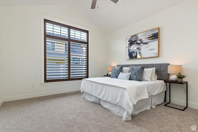 1918 W City Village Way Unit 140, Riverton, UT 84065 - bedroom with baseboards, lofted ceiling, carpet, and a ceiling fan