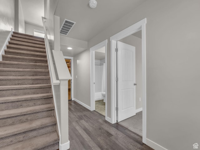 3671 W Sunrise Sky Ln Unit 1022, South Jordan, UT 84009 - stairway with wood finished floors, baseboards, and recessed lighting