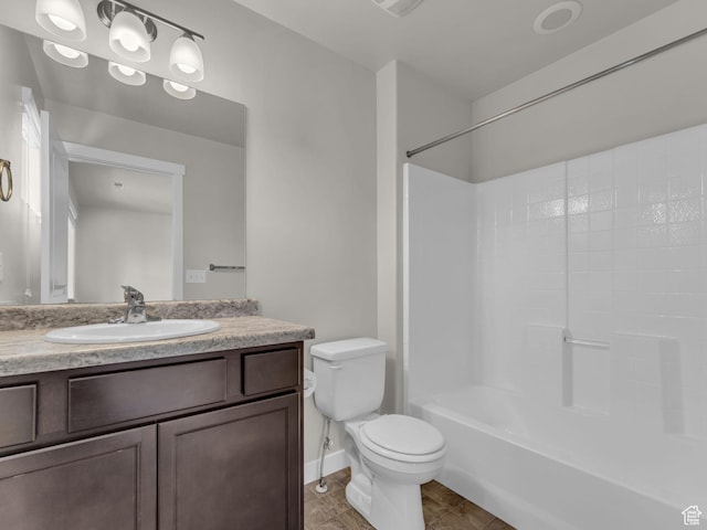 3671 W Sunrise Sky Ln Unit 1022, South Jordan, UT 84009 - full bathroom featuring vanity, toilet, washtub / shower combination, tile patterned flooring, and baseboards
