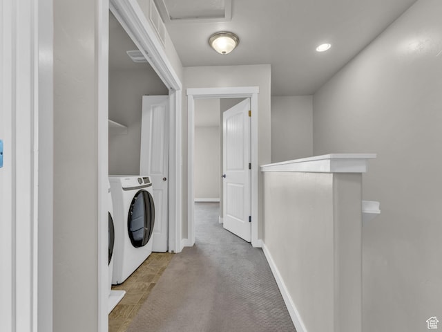 3671 W Sunrise Sky Ln Unit 1022, South Jordan, UT 84009 - washroom featuring washer / dryer, carpet floors, recessed lighting, and baseboards