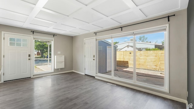 1276 W 1100 N, Salt Lake City, UT 84116 - doorway featuring baseboards, wood finished floors, and coffered ceiling