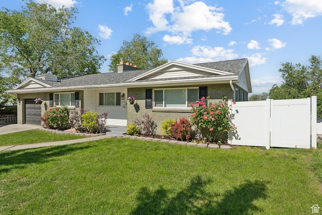 1792 S Laurelhurst Dr E, Salt Lake City, UT 84108 - ranch-style home with a garage, a chimney, brick siding, and driveway