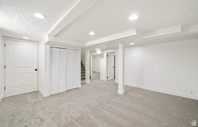 133 Country Club Dr, South Ogden, UT 84405 - finished below grade area featuring carpet floors, a textured ceiling, recessed lighting, and baseboards