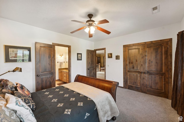 13302 S Corner Wood Dr E, Draper, UT 84020 - carpeted bedroom featuring ceiling fan and ensuite bathroom