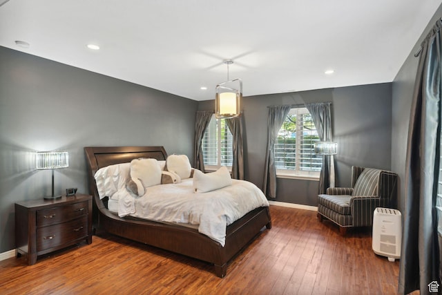 13302 S Corner Wood Dr E, Draper, UT 84020 - bedroom featuring baseboards, hardwood / wood-style floors, and recessed lighting