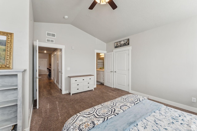 1128 S 820 E Unit 3301, Heber City, UT 84032 - carpeted bedroom with vaulted ceiling, baseboards, a ceiling fan, and a closet