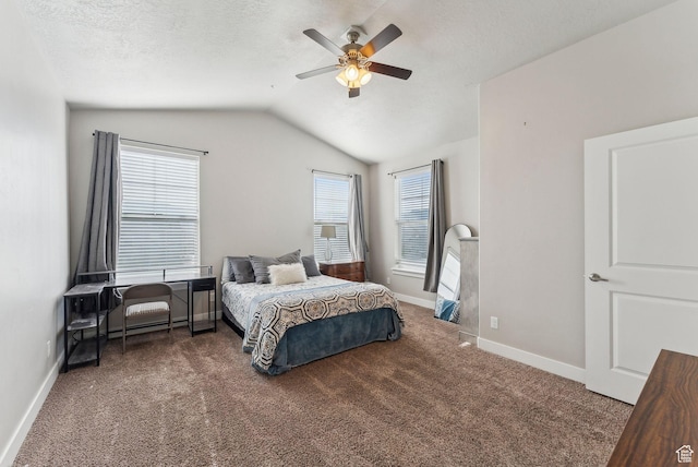 1128 S 820 E Unit 3301, Heber City, UT 84032 - bedroom with carpet floors, lofted ceiling, baseboards, ceiling fan, and a textured ceiling