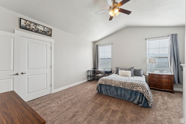 1128 S 820 E Unit 3301, Heber City, UT 84032 - bedroom with carpet flooring, lofted ceiling, baseboards, a ceiling fan, and a textured ceiling