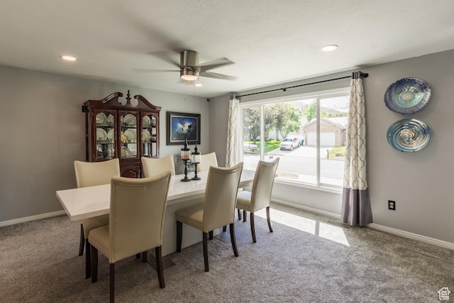 366 S 3240 W, Vernal, UT 84078 - carpeted dining area with a ceiling fan, baseboards, and recessed lighting